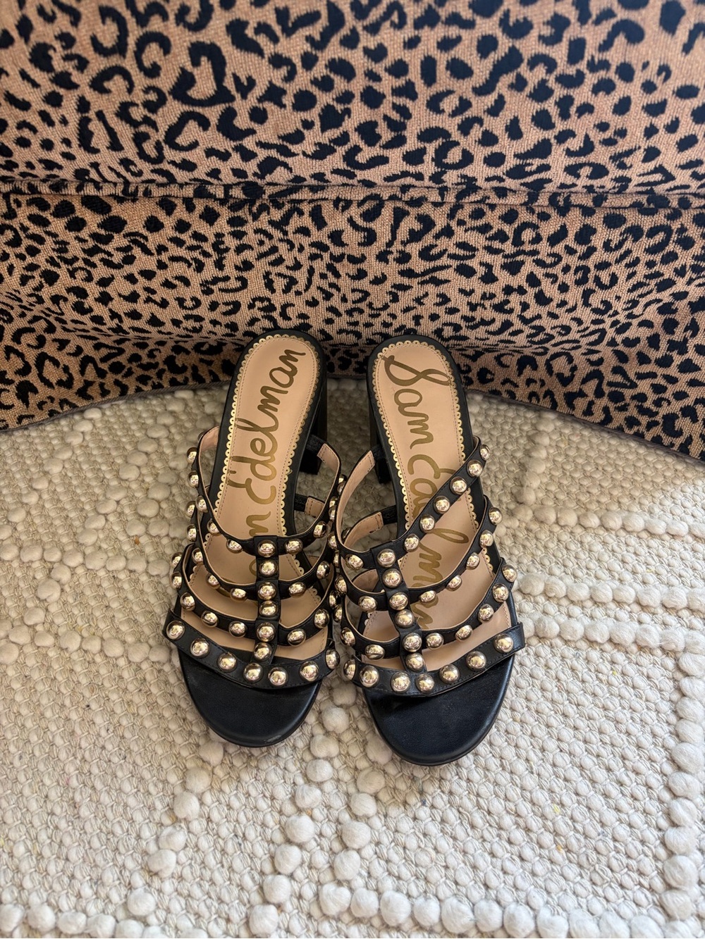 Sam Edelman Black Studded Multi-Strap Mules